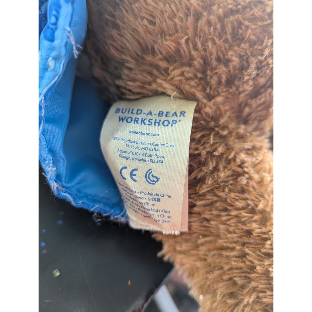 Build-A-Bear Brown Plush Teddy Bear With Blue Patterned Jacket