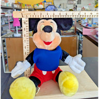 Vintage Mickey Mouse Plush Doll 18" Red Shorts Blue Shirt Soft Disney Collectibl