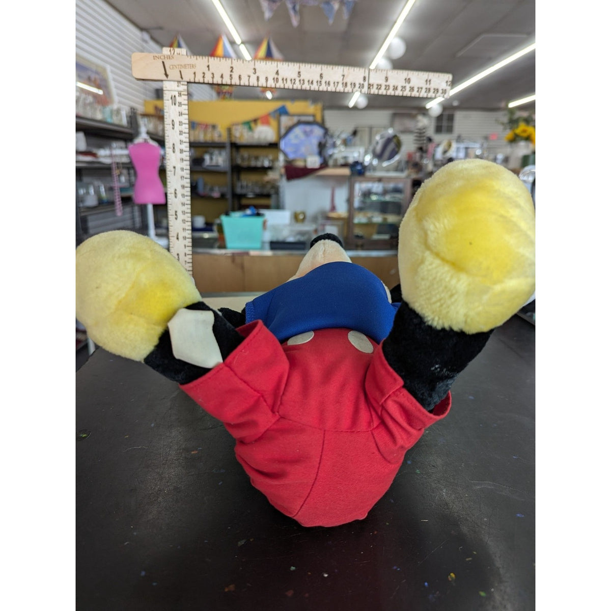 Vintage Mickey Mouse Plush Doll 18" Red Shorts Blue Shirt Soft Disney Collectibl
