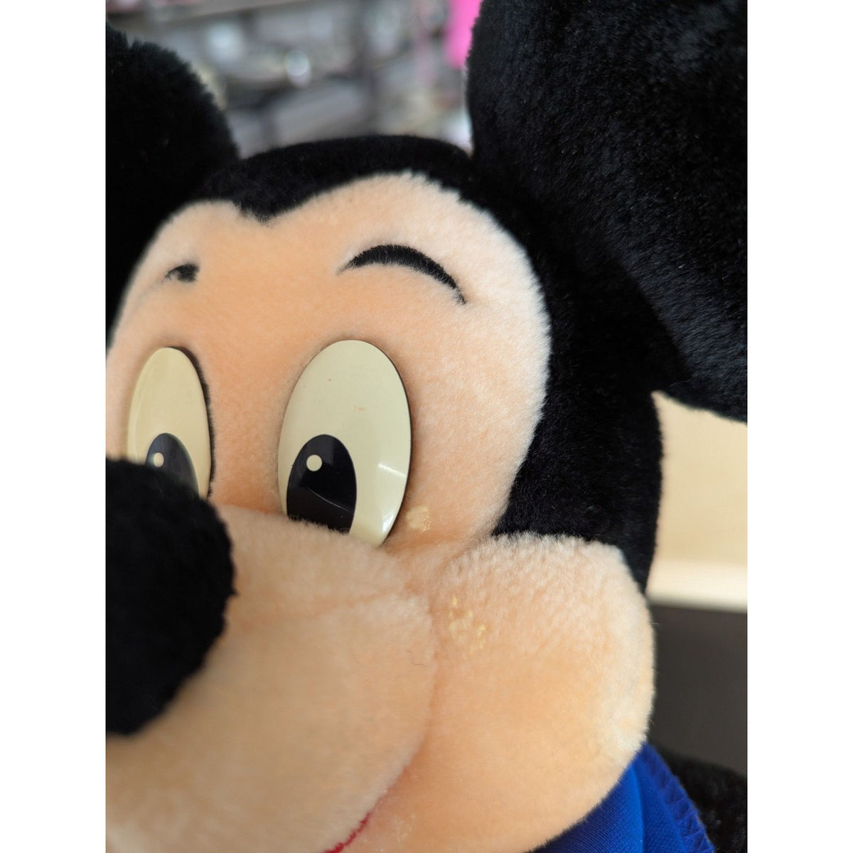 Vintage Mickey Mouse Plush Doll 18" Red Shorts Blue Shirt Soft Disney Collectibl