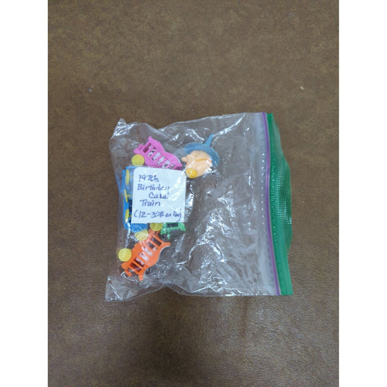 1970s Birthday Cake Train Decoration Set Plastic Multicolor Vintage Party Topper