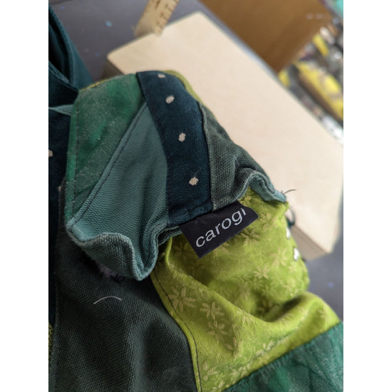 Patchwork Green Shoulder Bag By Carogi With Adjustable Strap Snap Closure & Inner Pocket