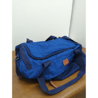 Lands End Blue Canvas Duffel Bag With Faux Leather Accents & Adjustable Strap 20"x14"x7"