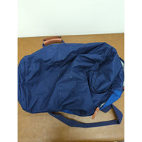 Lands End Blue Canvas Duffel Bag With Faux Leather Accents & Adjustable Strap 20"x14"x7"