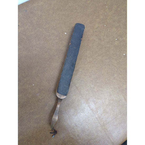Vintage Wood Handle Razor Strop With Leather Sharpening Strap Approx. 13 Inches Long
