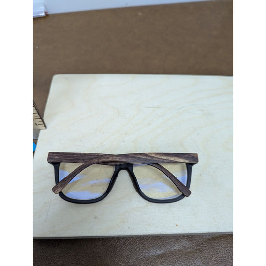 Stylish Black & Wood Grain Eyeglasses Unisex Blue Light Filter