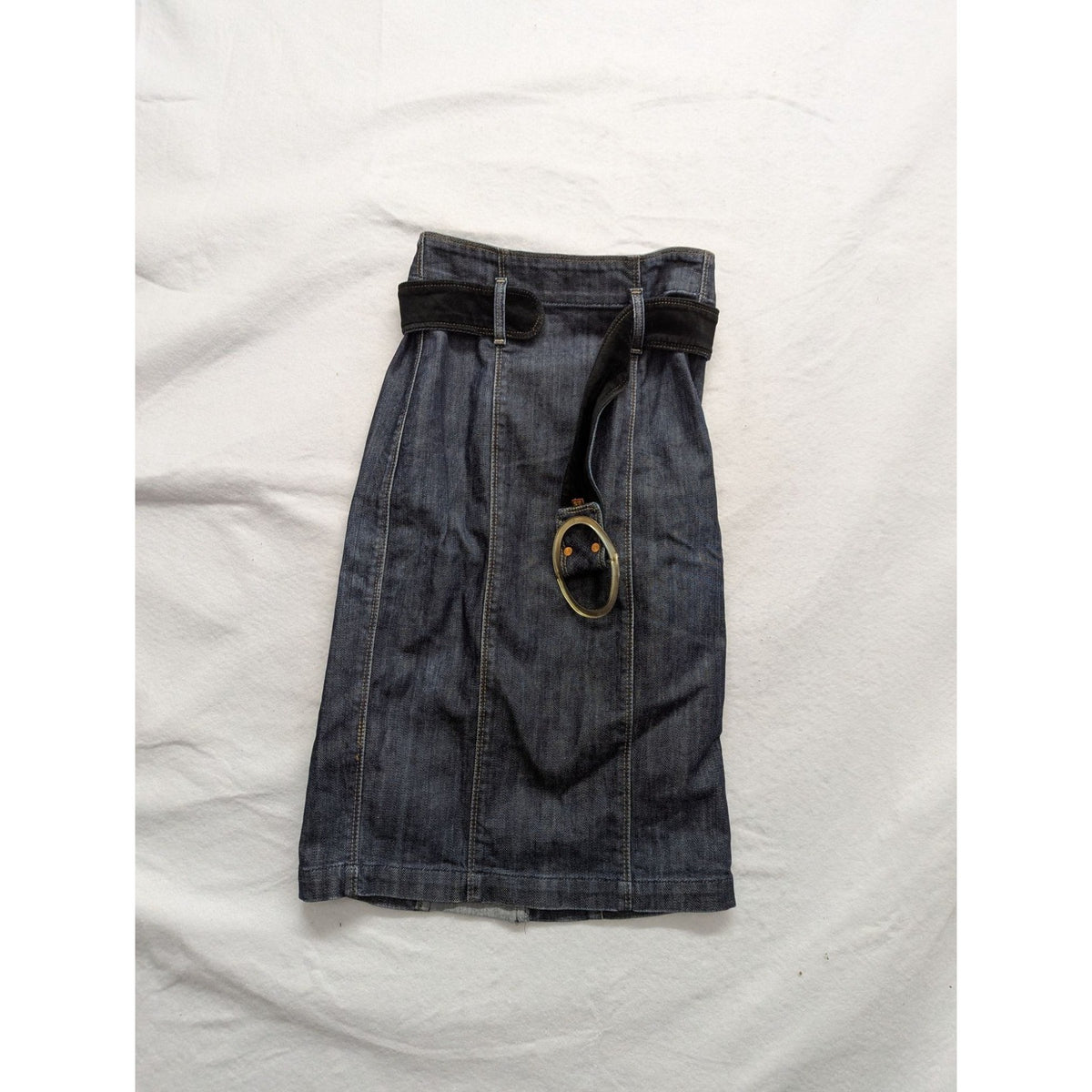 7 For All Mankind Womens Denim Pencil Skirt With Belt