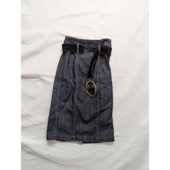 7 For All Mankind Womens Denim Pencil Skirt With Belt
