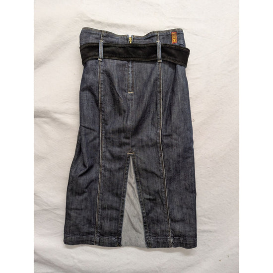 7 For All Mankind Womens Denim Pencil Skirt With Belt