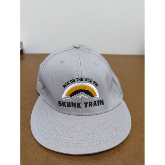 Skunk Train Gray Adjustable Cotton Baseball Cap With Embroidered Design By Ouray Sportswear