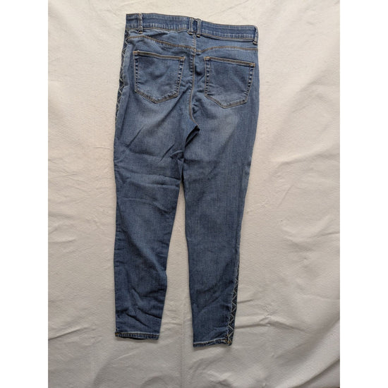 Knox Rose Womens Denim Skinny Jeans With Geometric Side Trim Size 10