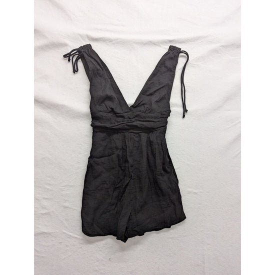 One Clothing Black V-Neck Romper With Tie Straps XS