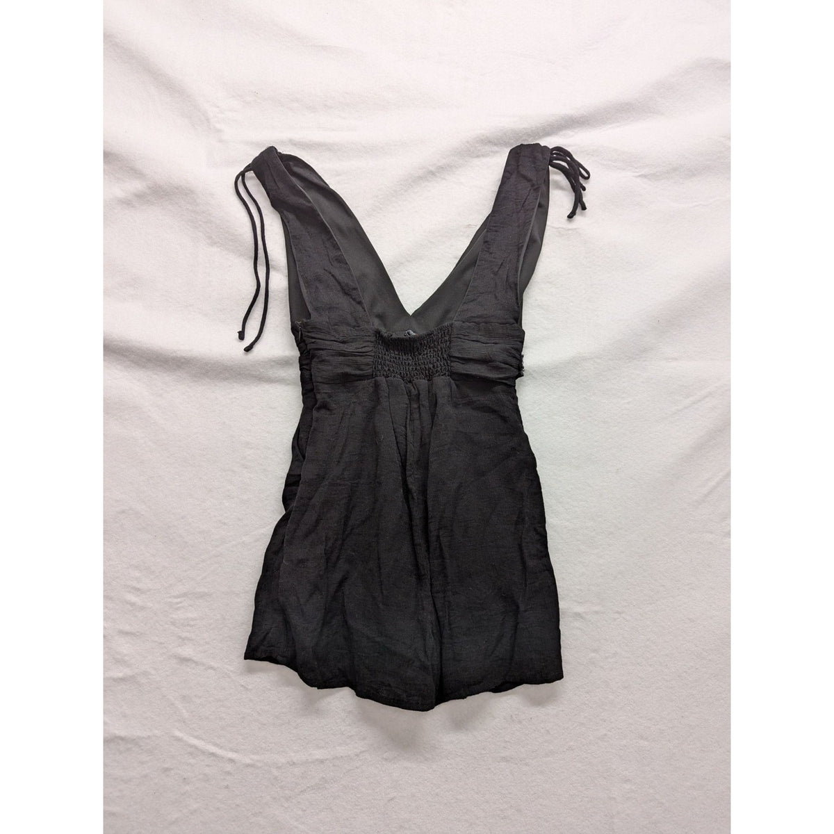One Clothing Black V-Neck Romper With Tie Straps XS