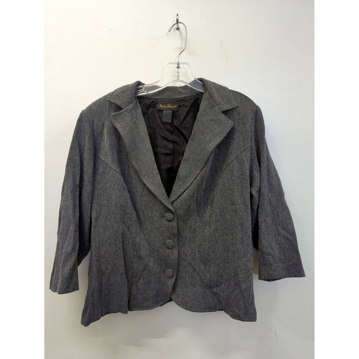 Ashley Stewart Womens Gray 3/4 Sleeve Blazer Size 14 Button Front Office Wear