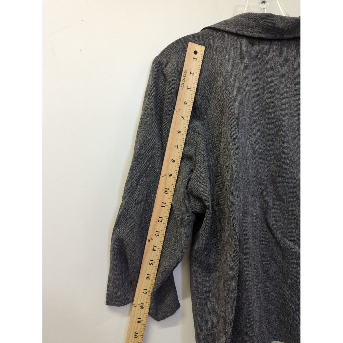 Ashley Stewart Womens Gray 3/4 Sleeve Blazer Size 14 Button Front Office Wear