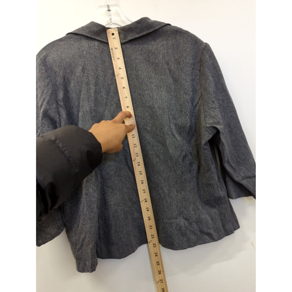 Ashley Stewart Womens Gray 3/4 Sleeve Blazer Size 14 Button Front Office Wear