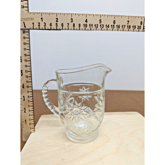 Vintage Cut Glass Mug Starburst Design Small Pitcher Collectible