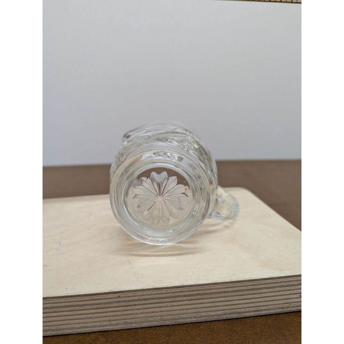 Vintage Cut Glass Mug Starburst Design Small Pitcher Collectible
