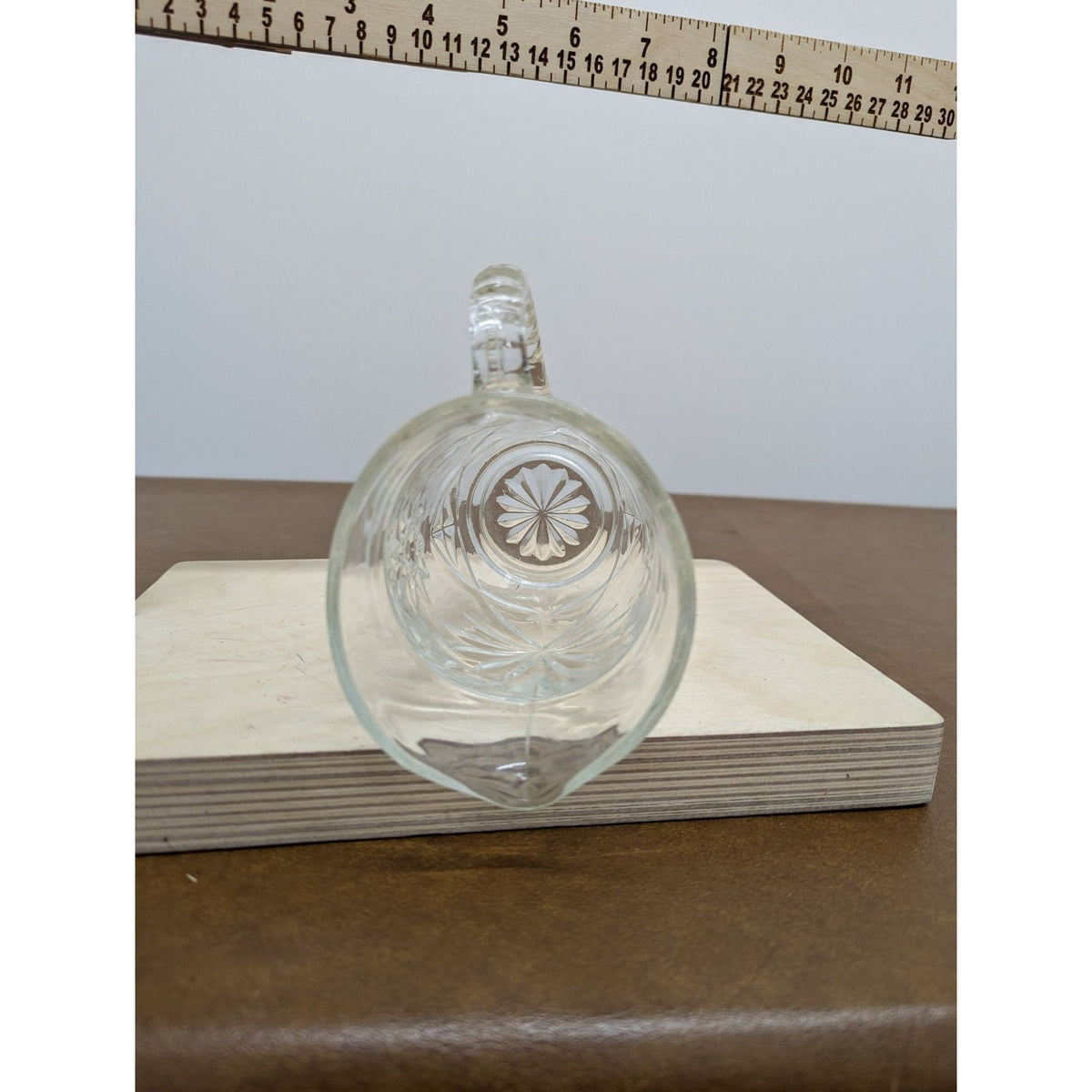 Vintage Cut Glass Mug Starburst Design Small Pitcher Collectible