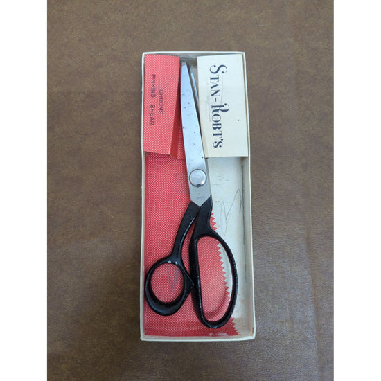Stan-Roberts Chrome Pinking Shears In Box 8" Vintage Sewing Scissors Made In Japan