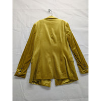 Silvian Heach Mustard Yellow Velvet Double-Breasted Blazer Longline Button Cuffs Womens Size S.