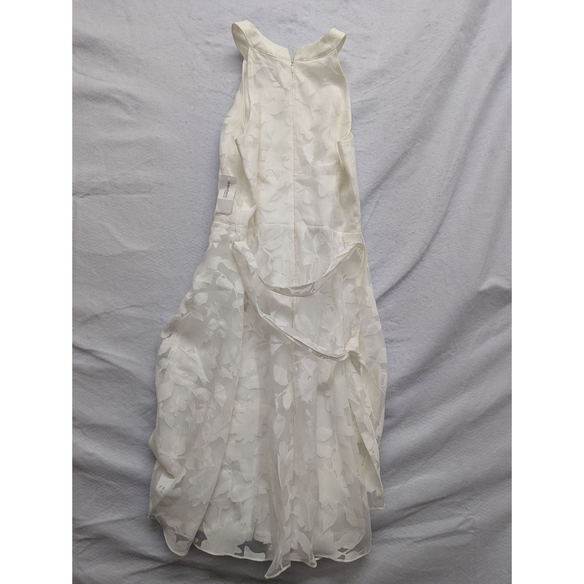 Luxe By Carmen Marcvalvo Womens Floral Jacquard Sleeveless Dress S White Elegant