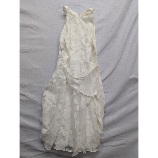 Luxe By Carmen Marcvalvo Womens Floral Jacquard Sleeveless Dress S White Elegant