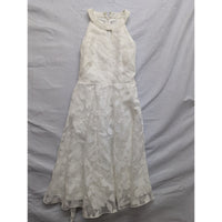 Luxe By Carmen Marcvalvo Womens Floral Jacquard Sleeveless Dress S White Elegant