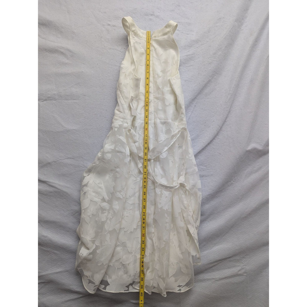 Luxe By Carmen Marcvalvo Womens Floral Jacquard Sleeveless Dress S White Elegant