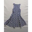 Everly Womens Geometric Blue & White Sleeveless Fit & Flare Dress