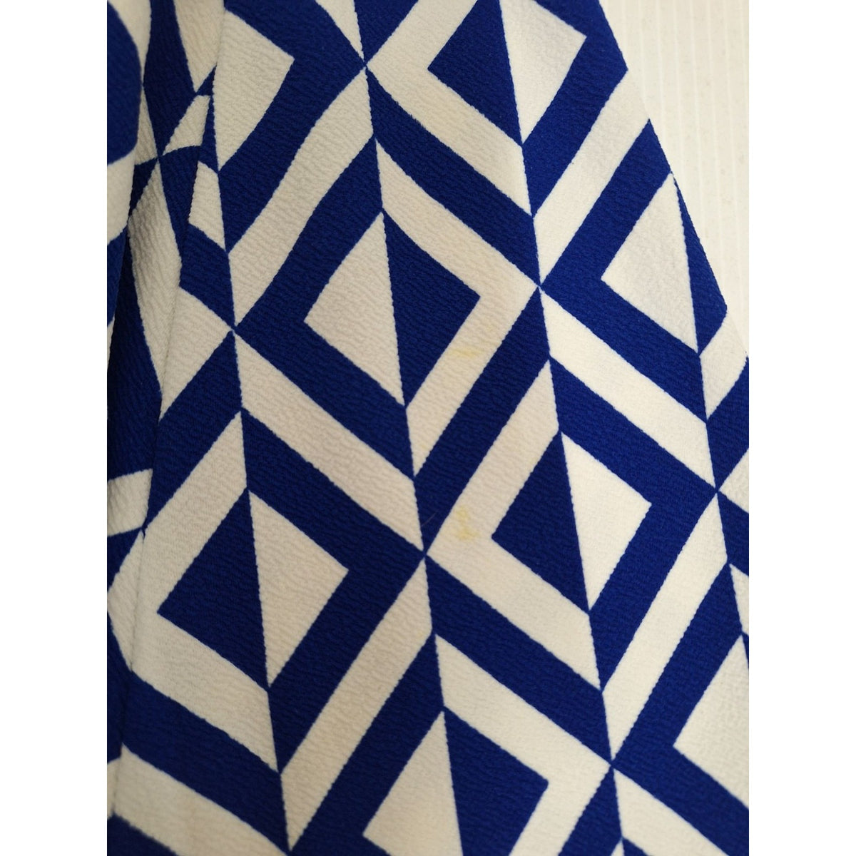 Everly Womens Geometric Blue & White Sleeveless Fit & Flare Dress