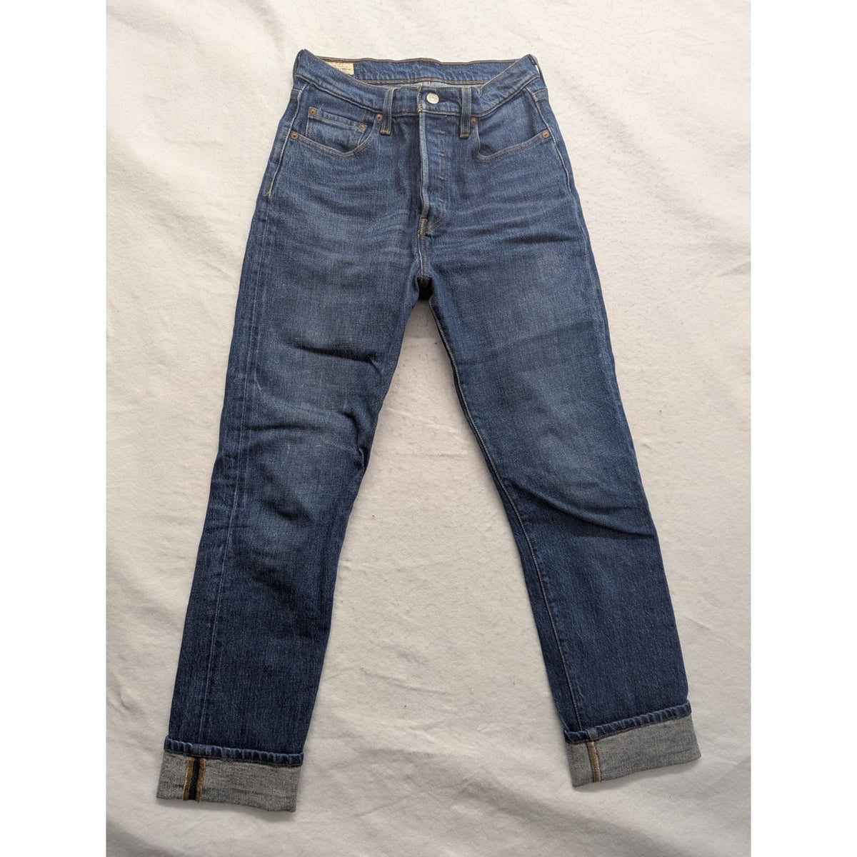 Levis Premium Womens Blue Denim Jeans Rolled Cuff Mid Rise