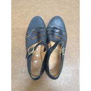 Black Leather Mary Jane Flats With Cutout Design & Buckle Closure