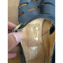 Black Leather Mary Jane Flats With Cutout Design & Buckle Closure