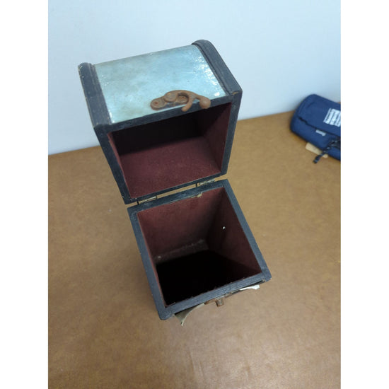 Vintage Wooden Wine Bottle Box With Chef Illustration & Hinged Lid 13 x 4 Inches Rustic Decor