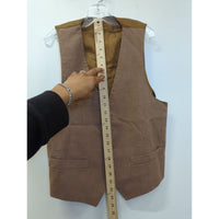 Mens Brown Pinstripe Vest With Adjustable Back & Pockets