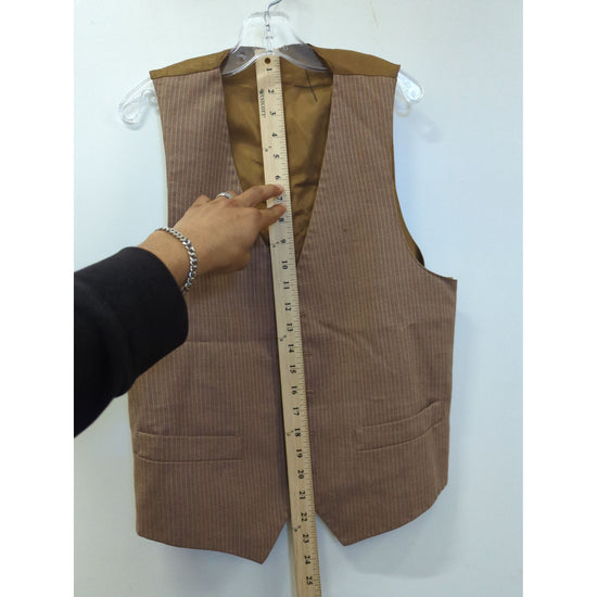 Mens Brown Pinstripe Vest With Adjustable Back & Pockets