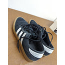 Adidas Mens Black Suede Sneakers With White Stripes & Gum Soles Size 10.5