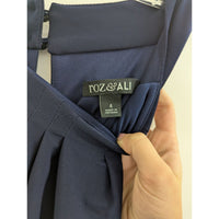 Roz & Ali Navy Sleeveless Dress With Multicolor Striped Skirt Size 4 Lightweight
