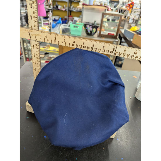 Vintage Navy Blue Uniform Cap With Black Patent Visor & Metal Badge Clip Approx. Size 21" Circumference