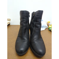 Timberland Black Leather Heeled Ankle Boots Womens Size 8.5 Side Zipper