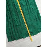 Vintage Green Long-Sleeve Midi Dress By Marinette With Pleated Skirt & Abstract Pattern Made In USA