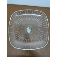 Mikasa Cheers Diamond Footed Glass Cake Plate 13.75" With Etched Lines Germany