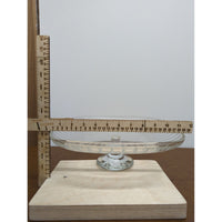 Mikasa Cheers Diamond Footed Glass Cake Plate 13.75" With Etched Lines Germany