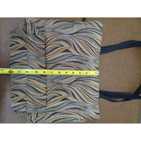 Handmade Brown & Multicolor Tote Bag With Wavy Pattern & Black Straps