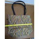 Handmade Brown & Multicolor Tote Bag With Wavy Pattern & Black Straps