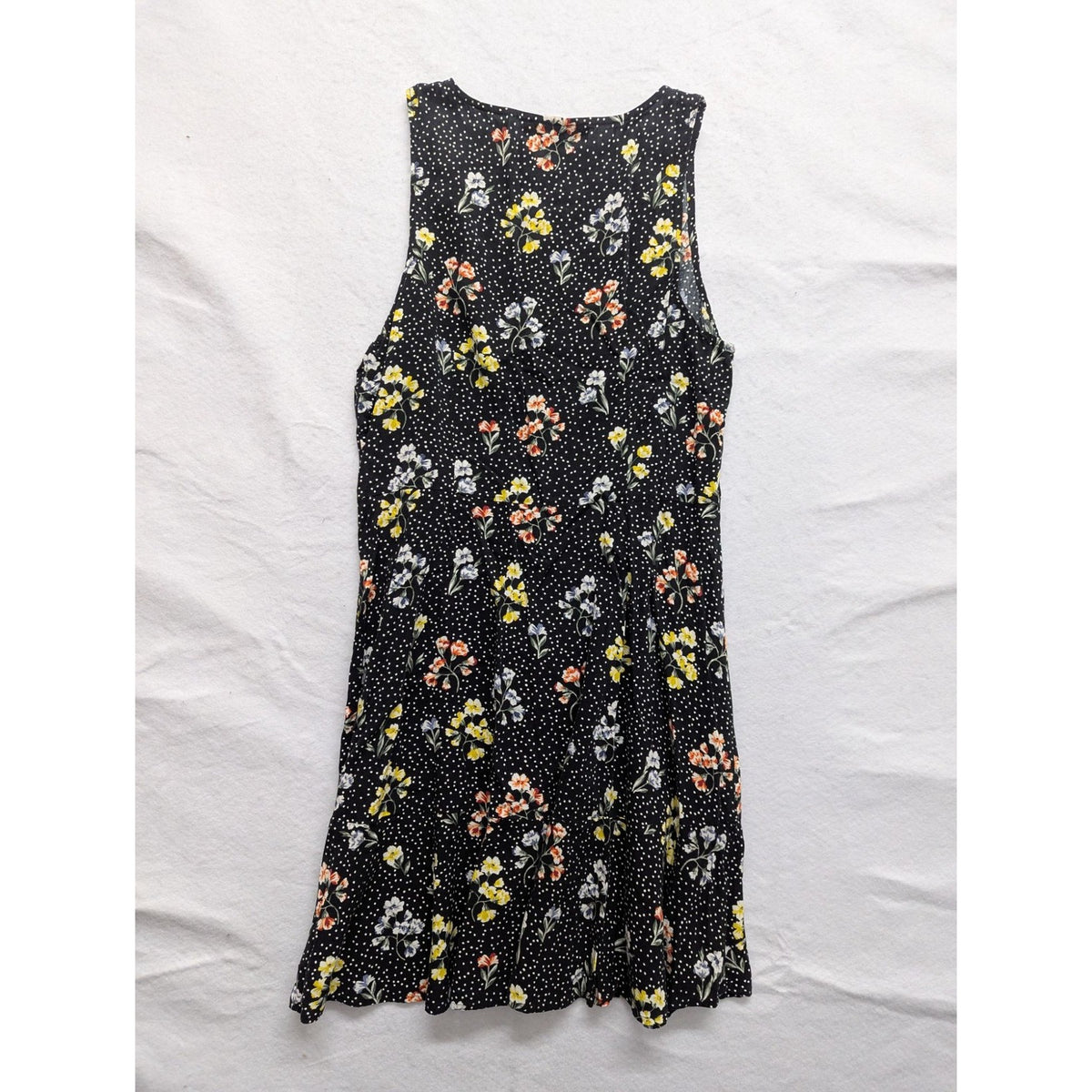 Loft Black Floral Sleeveless A-Line Dress Size 10
