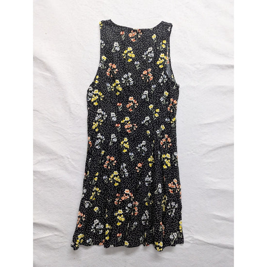 Loft Black Floral Sleeveless A-Line Dress Size 10