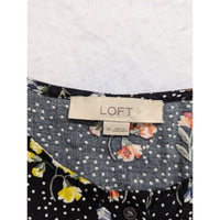 Loft Black Floral Sleeveless A-Line Dress Size 10