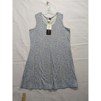 Blue Floral Sleeveless Dress With Scoop Neckline By Dress.com Size Large 60% Cotton 40% Polyester Made In Honduras